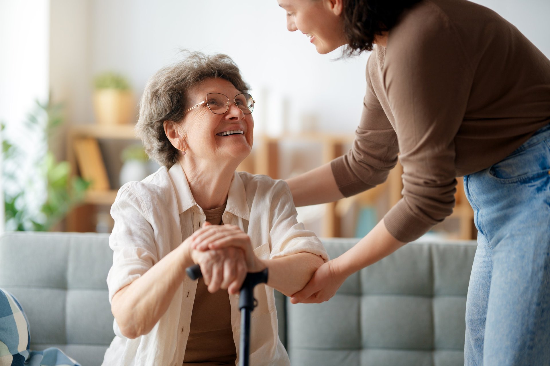 Senior woman with caregiver